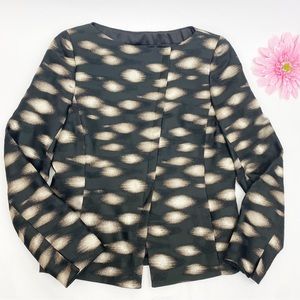 AKRIS Cotton Blend Full Zip Blazer Jacket Metallic Printed Luxury Art To Wear